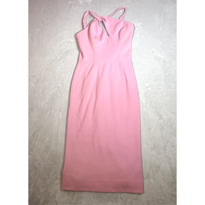 Dress The Population Eliseo Dress Womens Small Pink One Shoulder Keyhole Midi